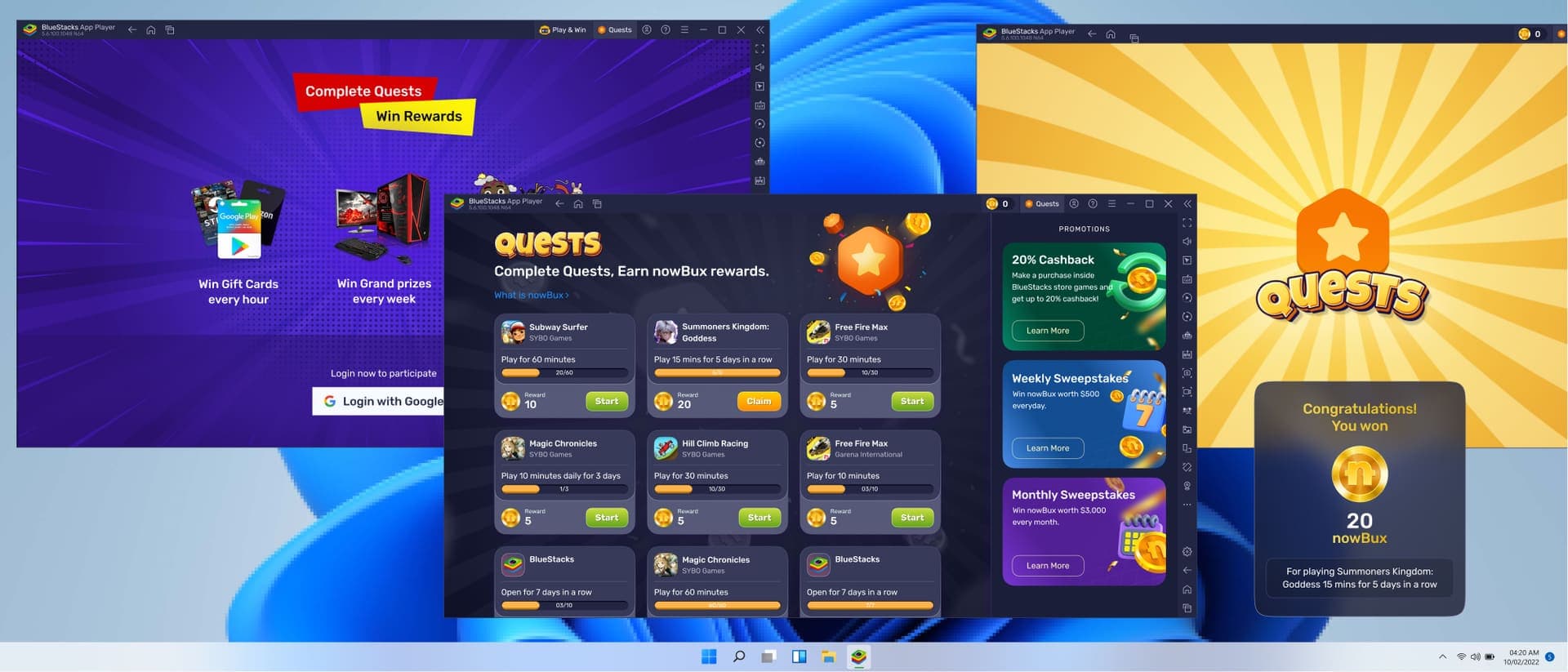 BlueStacks Quests reward surfaces