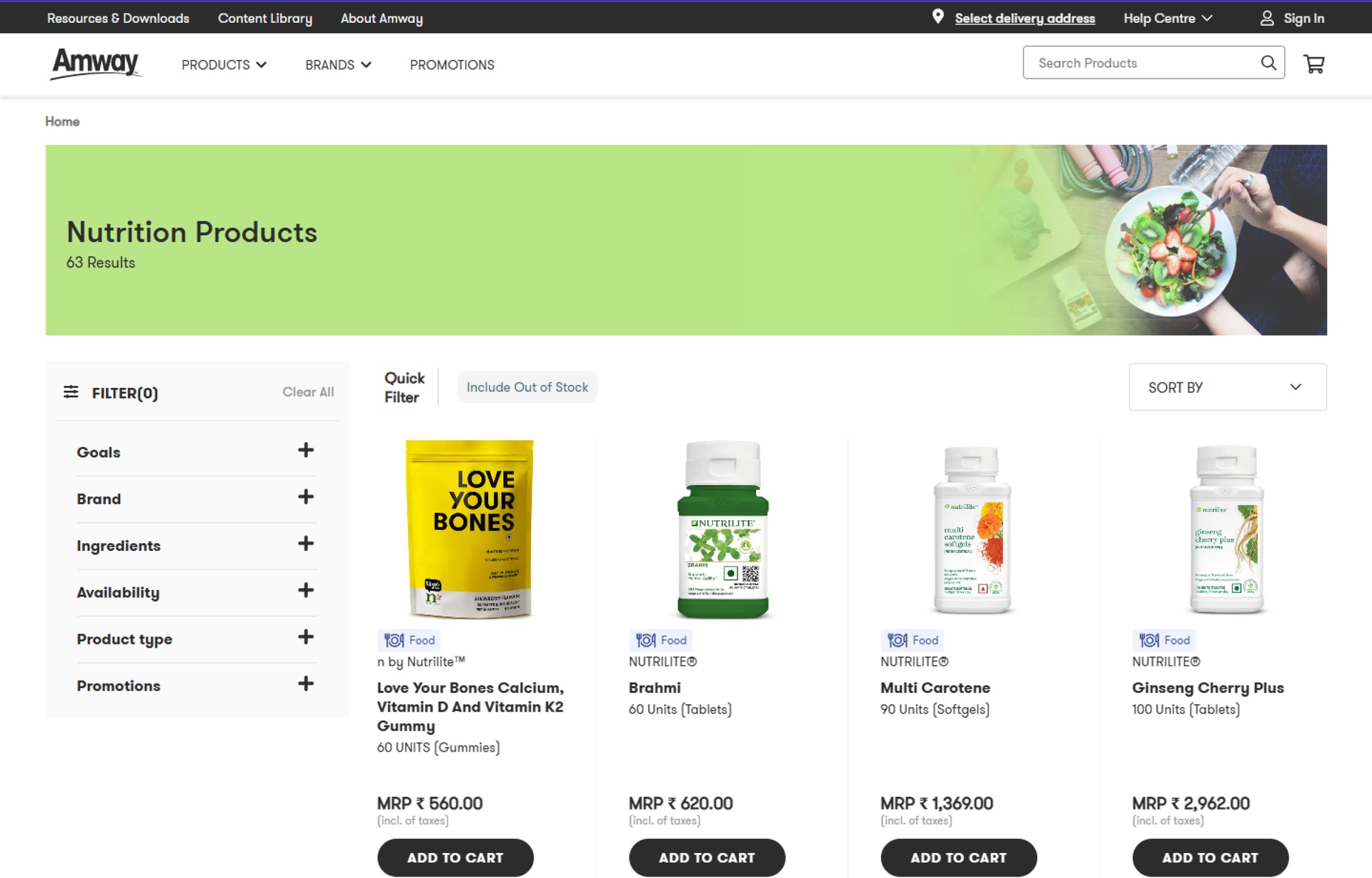 Amway India web — landing
